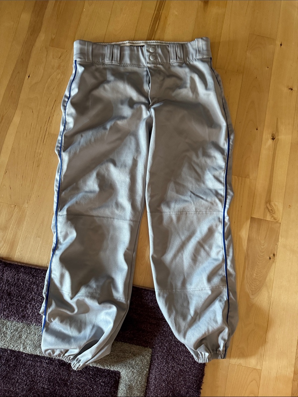 Light Gray Youth Athletic Pants with Royal Blue Piping
